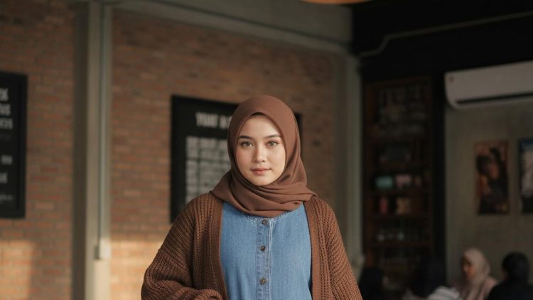 10 Inspirasi Gamis Kombinasi Cardigan Rajut Simple untuk Ibu Muda Modis dan Nyaman