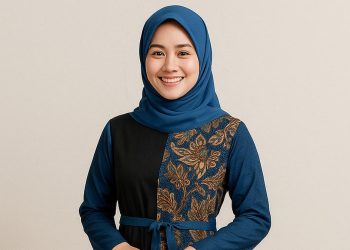 10 Model Dress Batik Kombinasi Kain Polos Biru dan Hitam Modern Ngetren 2025