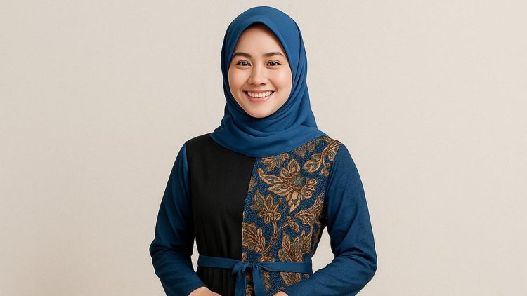 10 Model Dress Batik Kombinasi Kain Polos Biru dan Hitam Modern Ngetren 2025