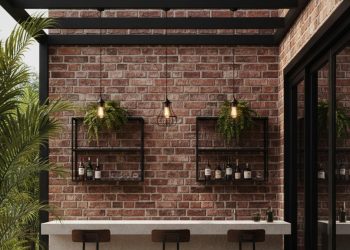 10 Desain Teras Belakang Rumah Bata Merah Industrial Tropis Terbaru 2025 yang Instagramable