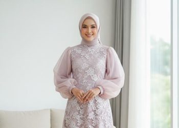 9 Gamis Kombinasi Brokat dan Organza Pilihan Anggun serta Glamor