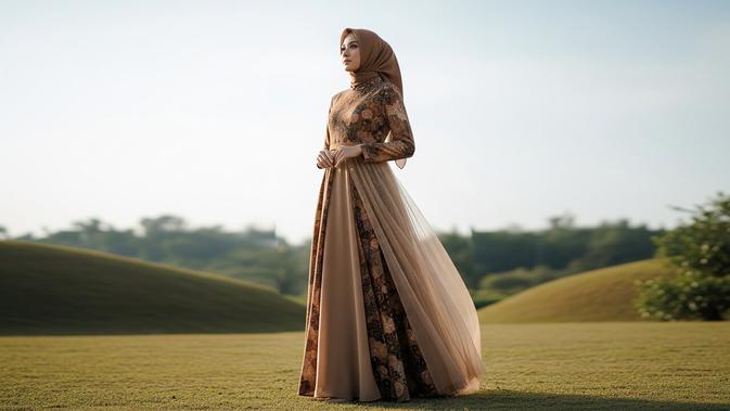 15 Gamis Batik Kombinasi Tile Polos Terbaru untuk Tampil Elegan dan Modern di Setiap Acara