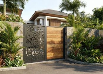 15 Desain Pagar Besi Minimalis Mewah Kombinasi Kayu untuk Fasad Modern